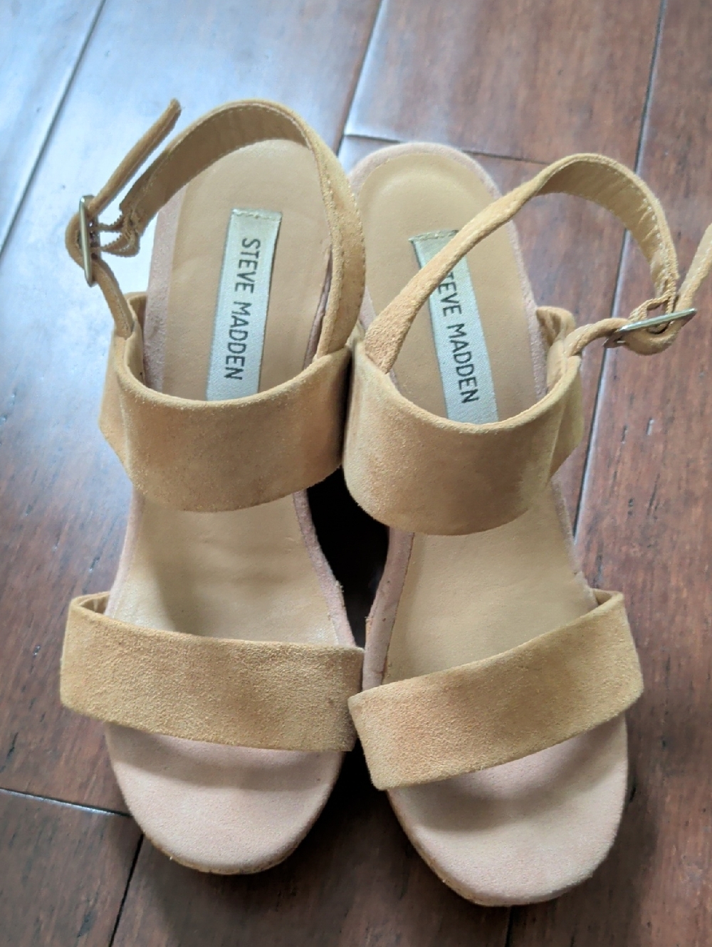Steve Madden Tan Suede Wedge Sandals